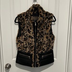 Black and Brown Faux Fur Vest